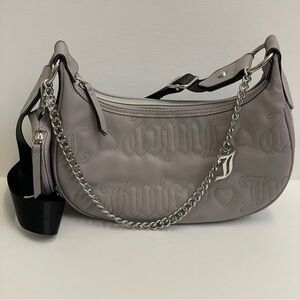 Juicy Couture Lavender Faux Leather Quilted Logo Half Moon Crossbody Coin Purse